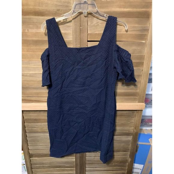 J Crew Dress Cold Shoulder Business Casual Boho Preppy Y2K Blue Size Medium - Picture 3 of 6